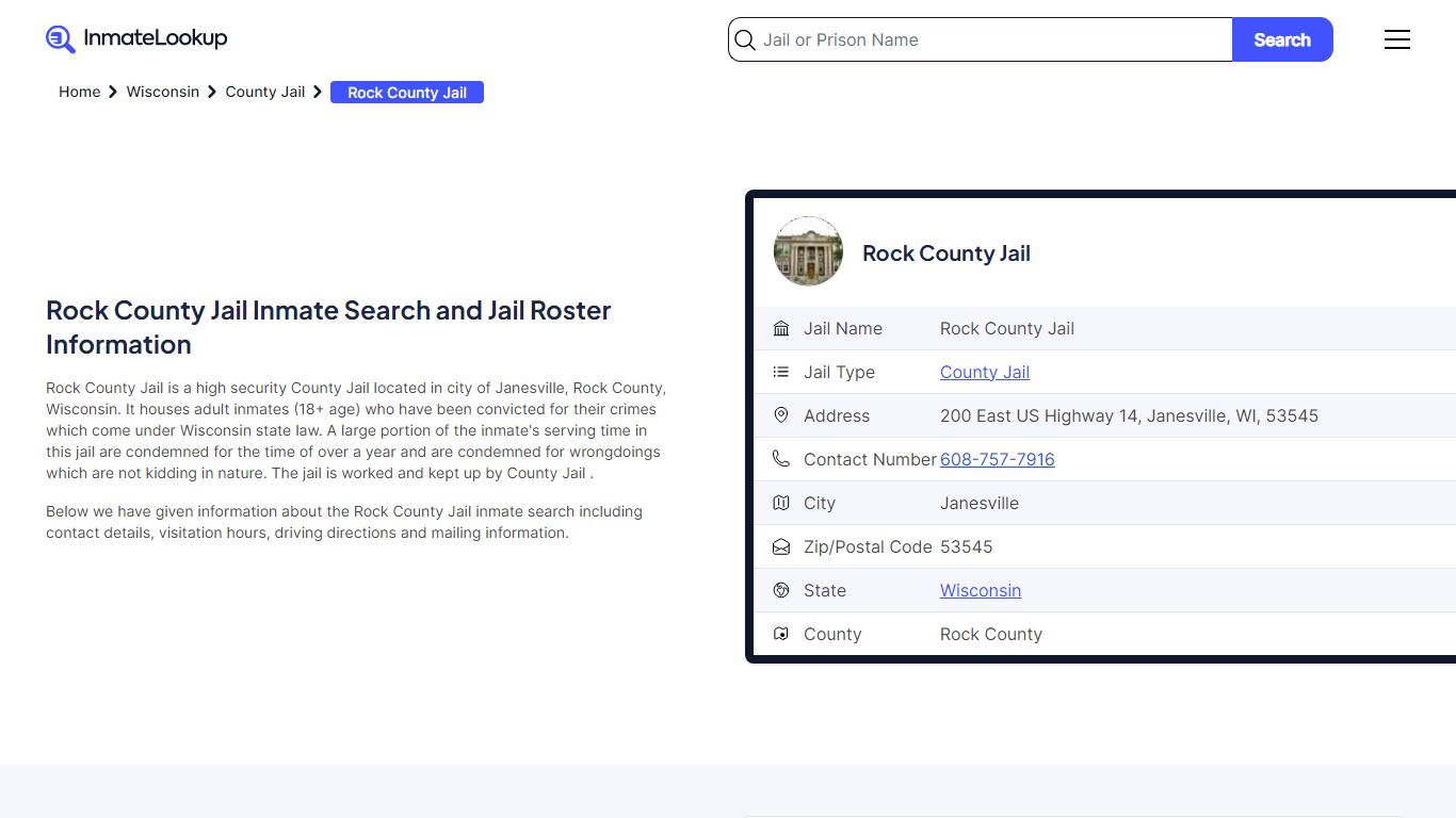 Rock County Jail Inmate Search and Jail Roster Information